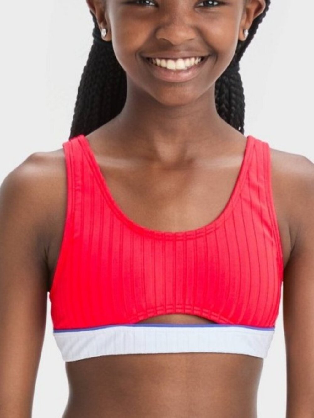 Art Class Girls' Solid Americana Bralette Bikini Top - L